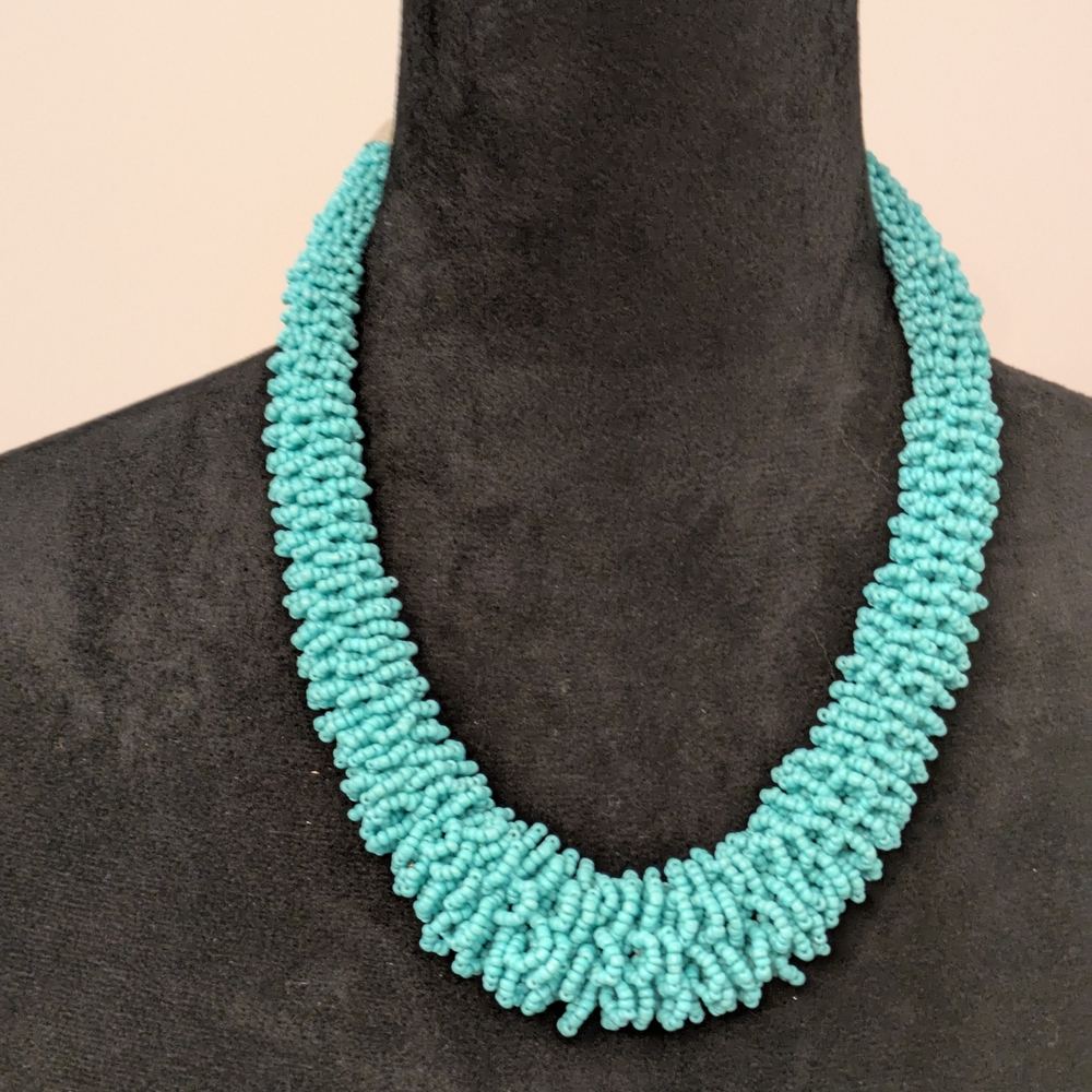 Erica Lyons Aqua Beaded Necklace Made In India
